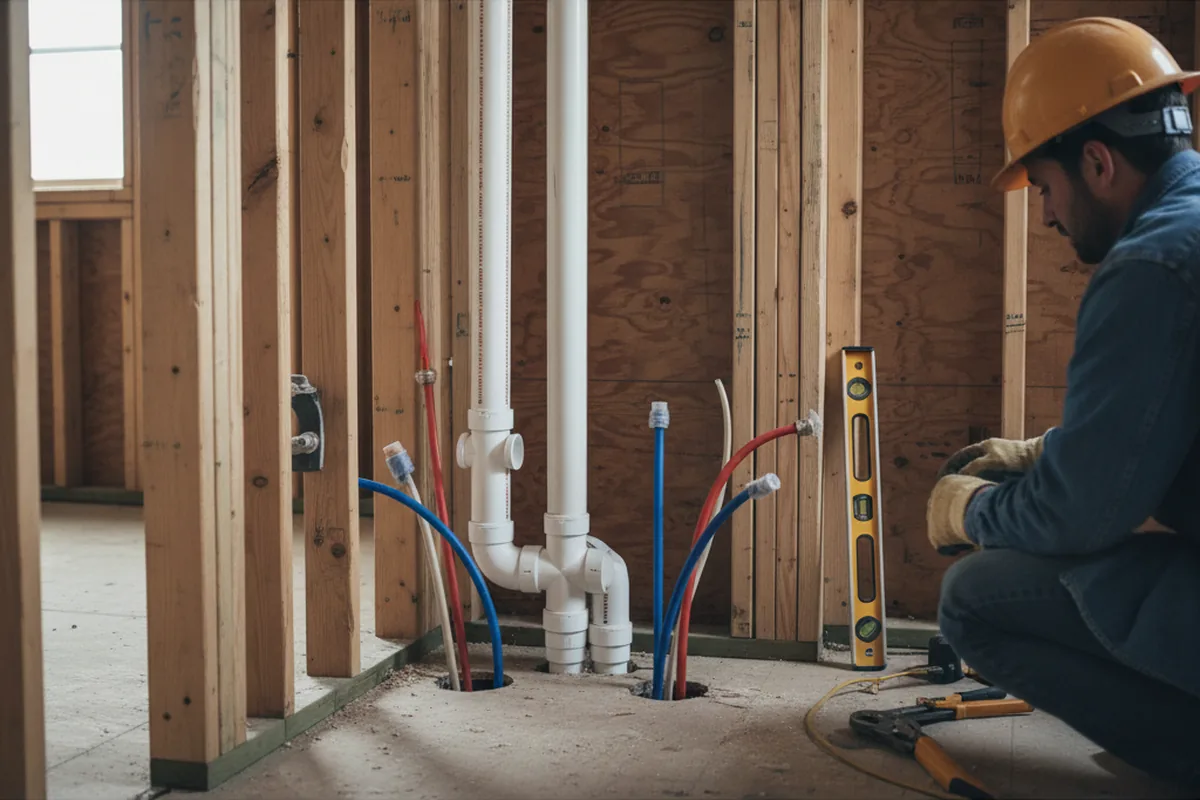 Drain and supply rough-in during Drain Cleaning in Fort Knox