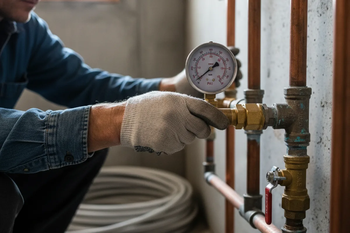 Pressure testing a repaired line during Water Line Repair in Fort Knox
